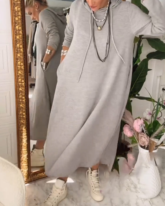 Jurk In Effen Kleur Met Capuchon