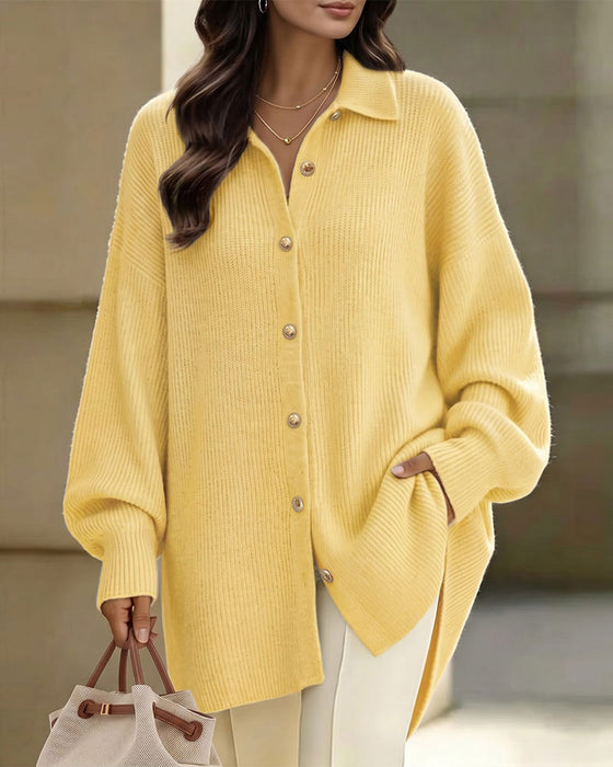 Cardigan Reverse Knoop Lantaarn Mouw Drop Schouder