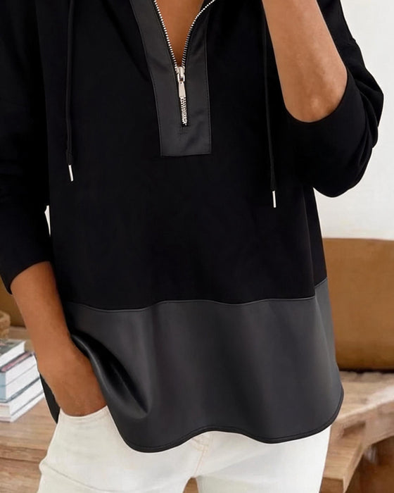 Hoodie Met Rits Capuchon Contrast Trekkoord
