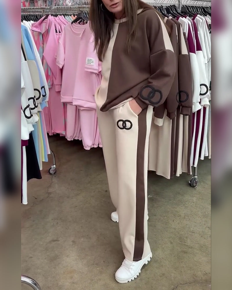 Set Contrastkleur Casual Sweatshirt