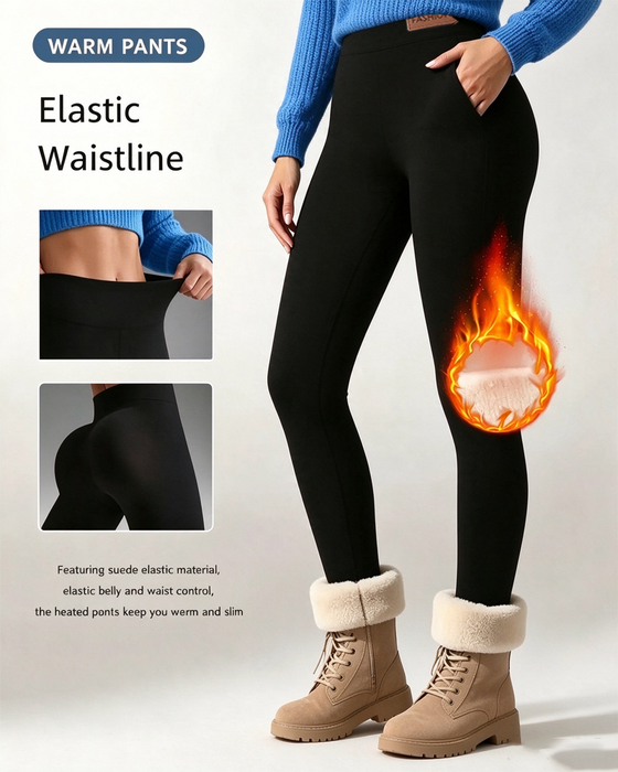 Leggings Fleece-Gevoerd Effen Zak