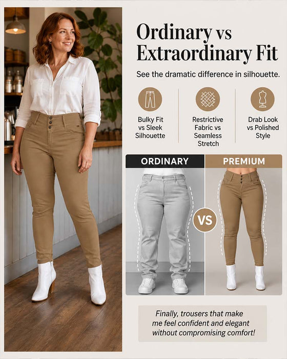 Broek Hoge Taille Zak Knoop Smal