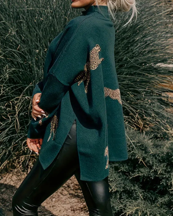 Trui Hoge Hals Los Luipaardprint