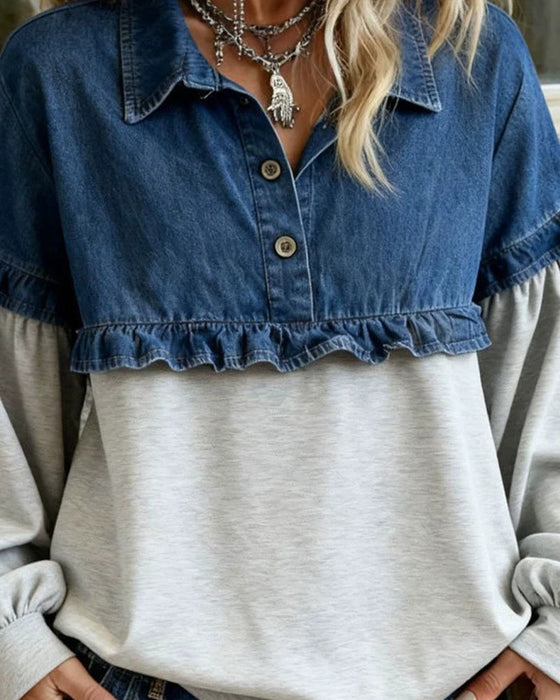 Top Hemdkraag Ruis Patchwork
