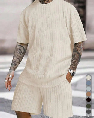 Herren Gestreept T-Shirt En Shorts Tweedelig Set