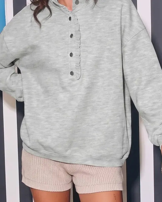 Sweatshirt Gerimpeld Geknoopt Lange Mouw Loose