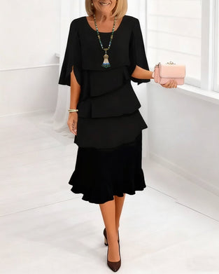 Jurk Stijlvolle Ronde Hals Getrapt