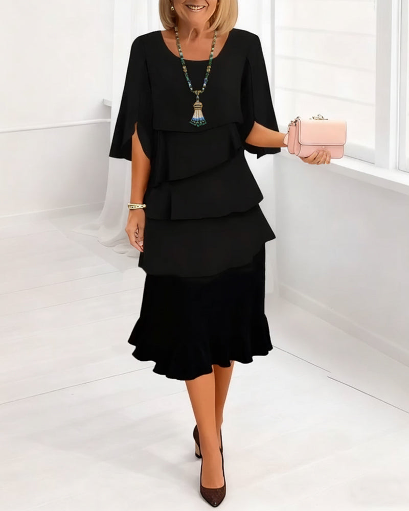 Jurk Stijlvolle Ronde Hals Getrapt