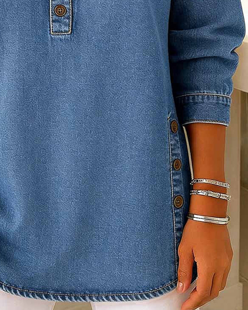 Button-Down Casual Denim Top