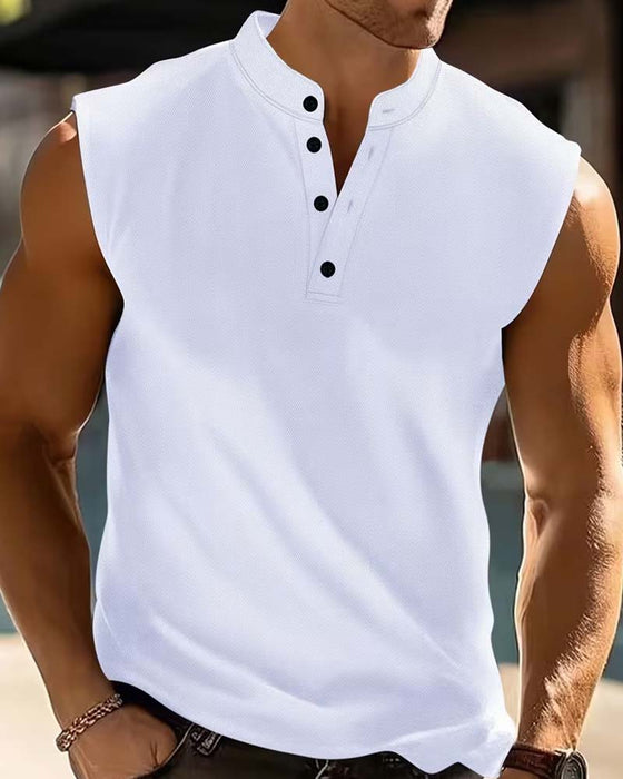 Tanktop Heren Henley Effen Sport