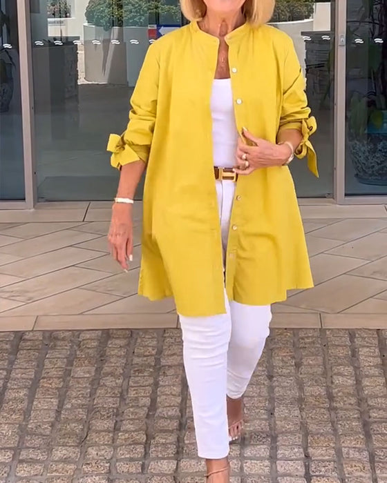 Shirt Effen Casual Lange Mouwen