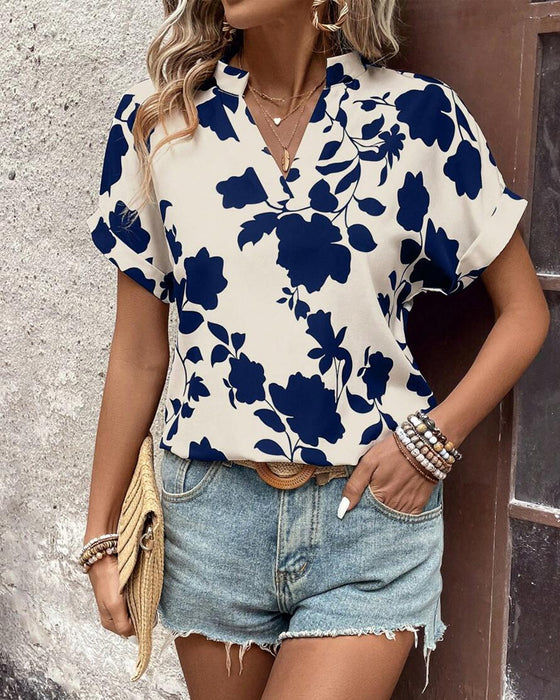 Shirt Met V-Hals En Vleermuismouwen