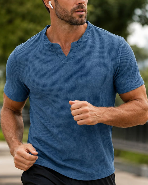 Heren T-Shirt Met Wafelpatroon Casual