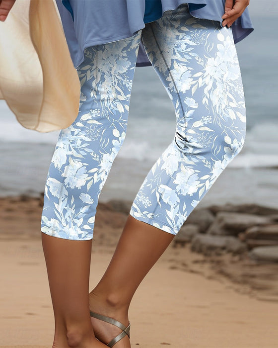 Broek Stretch Casual Gedrukt Cropped
