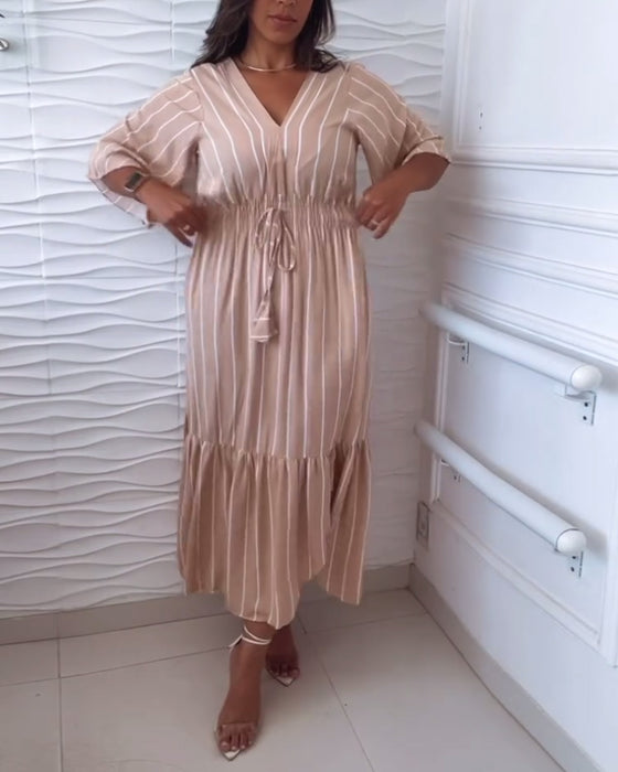 Casual jurk met trekkoord en strepenprint