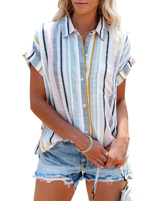 Overhemd Met Kraag Casual Korte Mouw