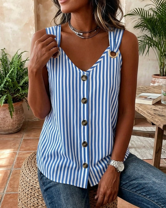 Cami Top Bandjes Metalen Ring Gestreept