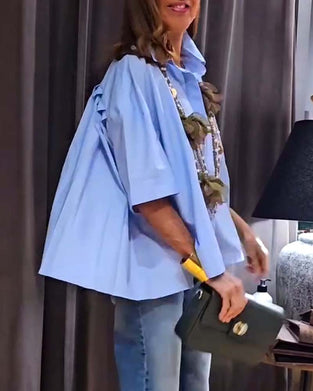 Effen gekleurd casual overhemd met geplooide zak