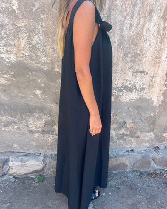 Jurk Mouwloos Effen Kleurrijk Lang