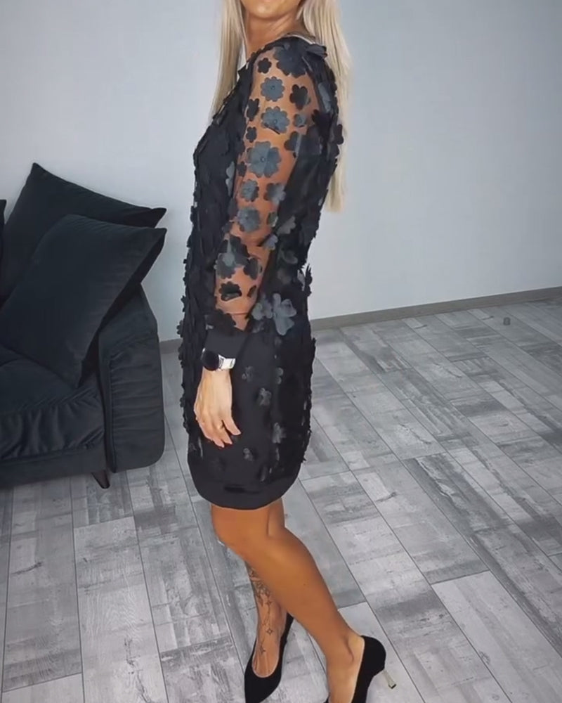 Jurk Met Patchworkdetails En 3d-Bloemen