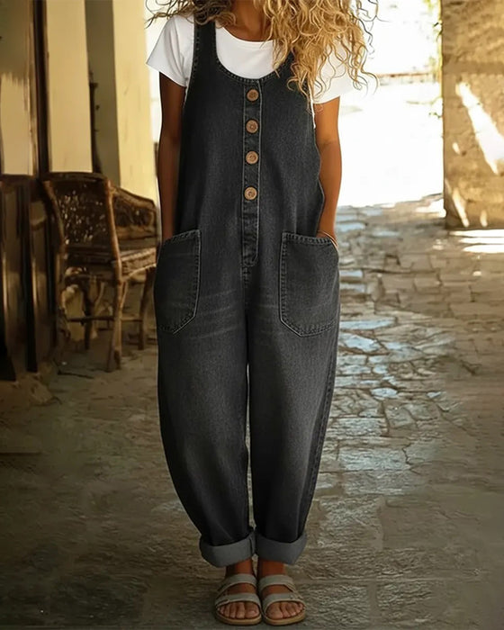 Jumpsuit Vrijblijvend Zak Denim