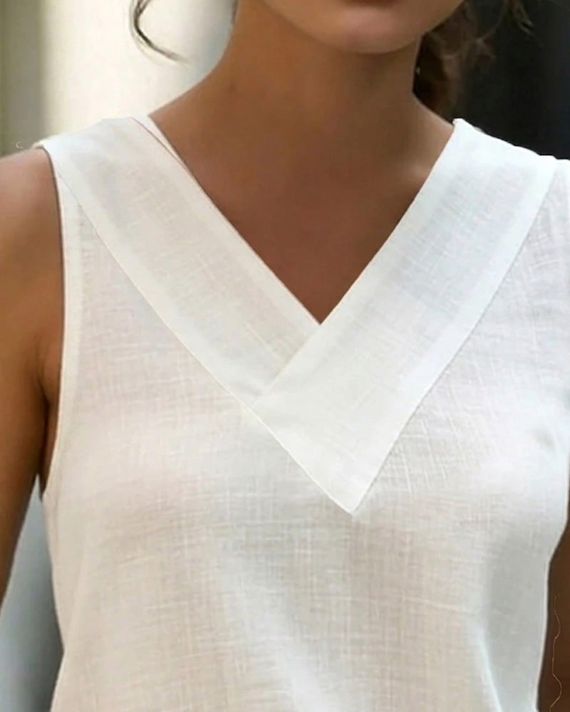 Tank Top Mouwloos V-Hals Kruis