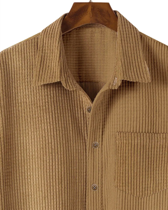 Shirt Knoopsgat Knoop Effen Heren Korte Mouw