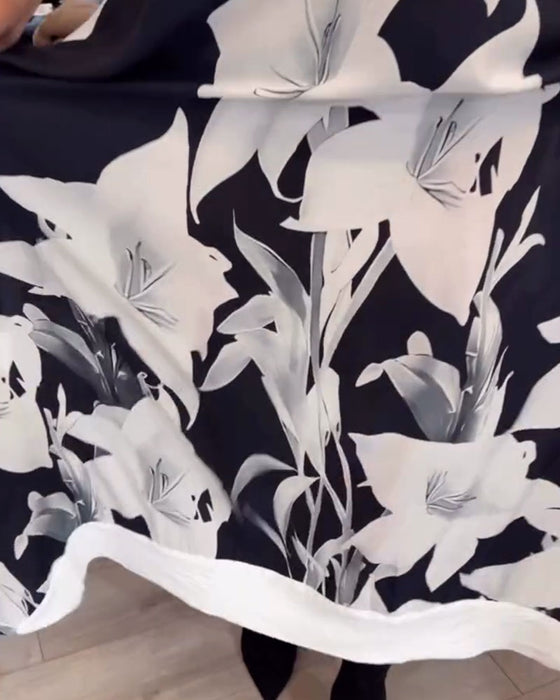 Jurk Revers Gedrukt Oversized Maxi