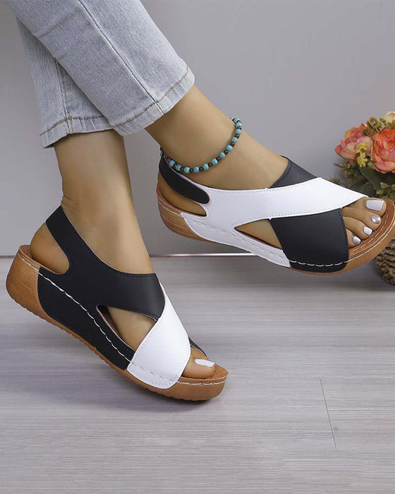 Sandal Kleurblok Sleehak Casual
