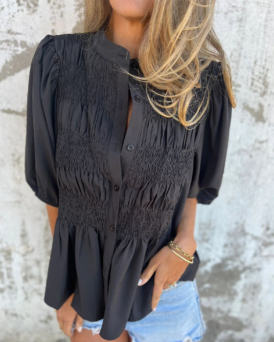 Blouse Casual Mode Korte Mouwen Effen