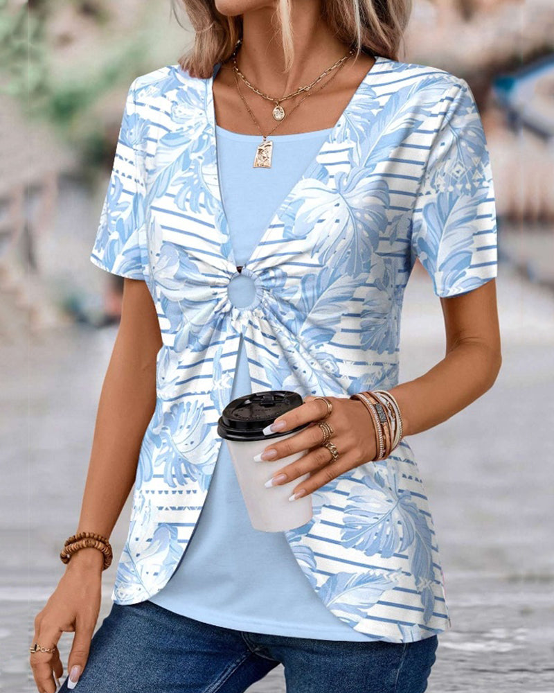 Top met korte mouwen en neptweedelig