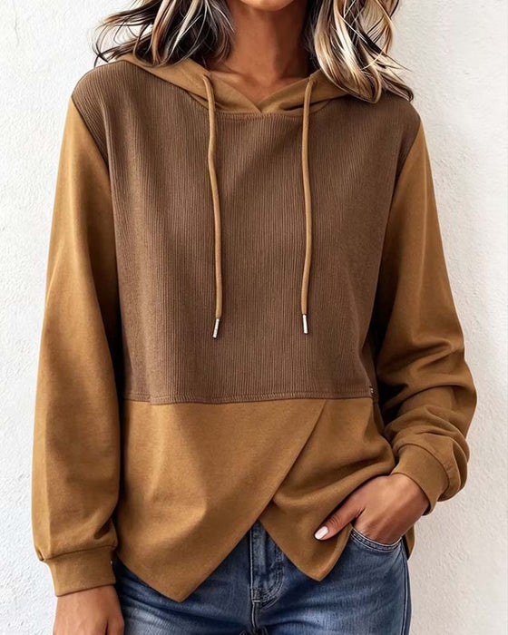 Hoodie Kleurblok Met Capuchon Asymmetrische Zoom