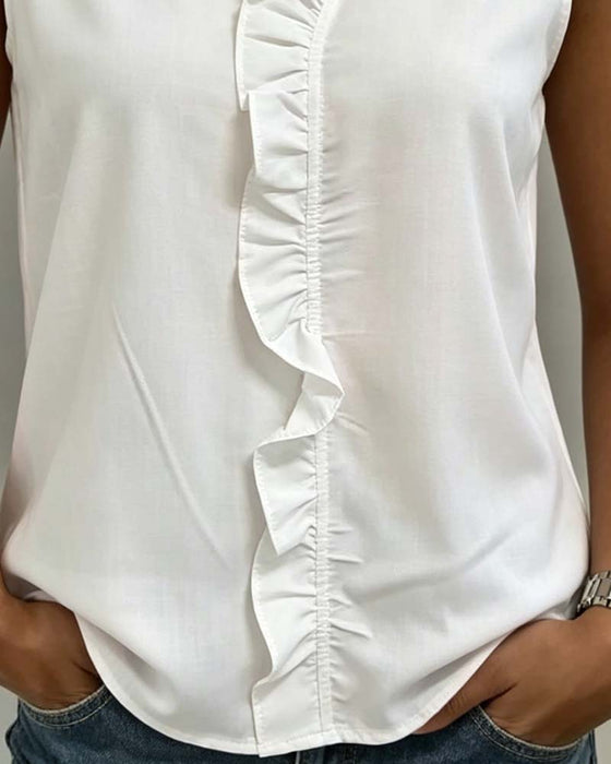 Tank Top Ruffle Mouwloos