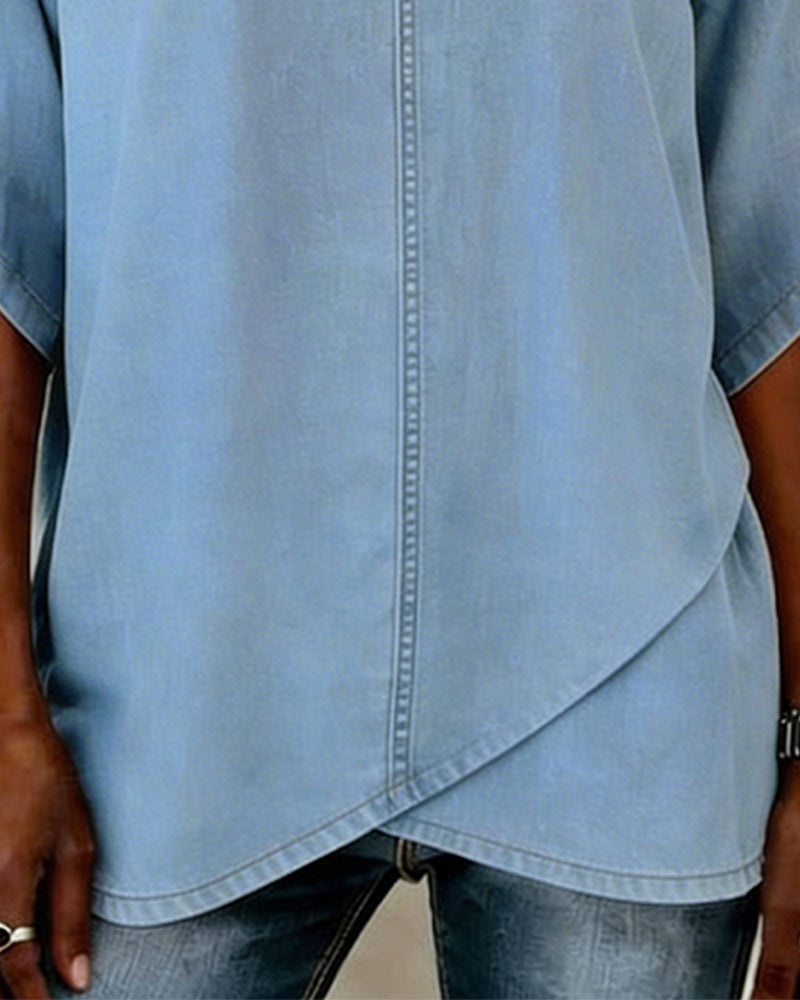 Top V-Hals Vrijblijvend Denim