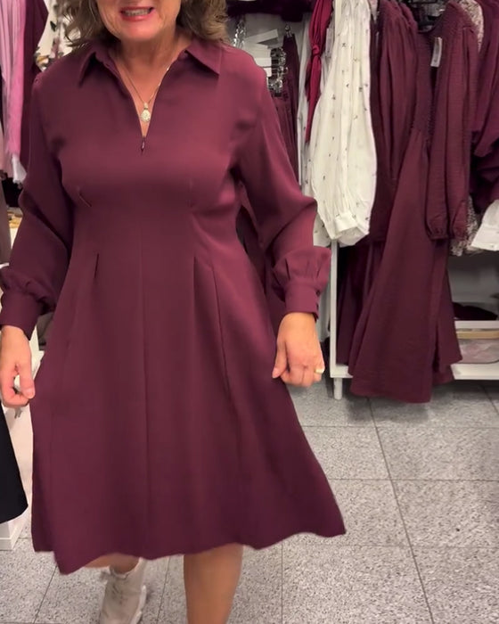 Jurk Halve Rits Kraag Zwierig