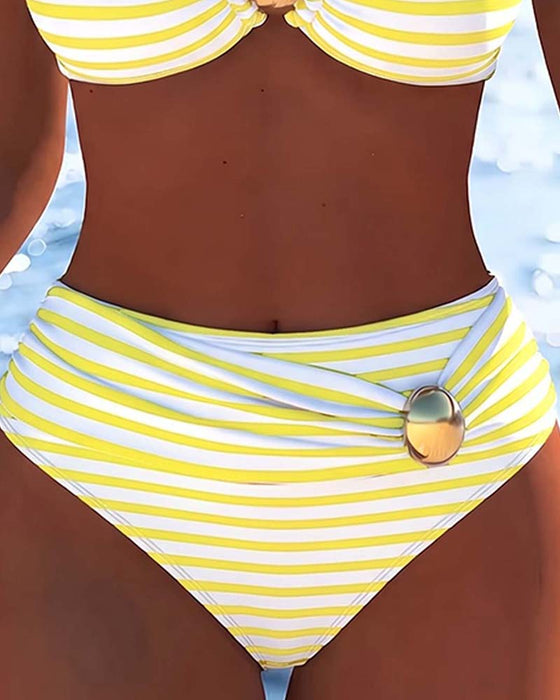 Bikini Spaghettibandjes Gestreepte Plastic Knoop