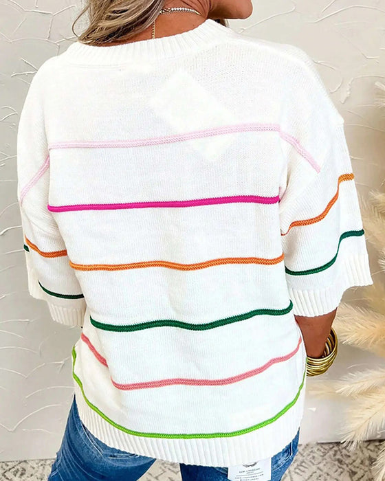 Gestreepte Ronde‑Hals Pullover