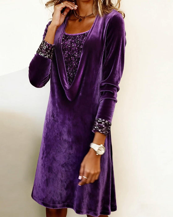 Jurk Elegant Pailletten Patchwork