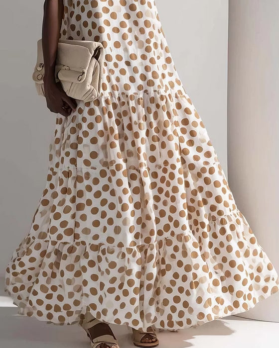 Jurk Ronde Hals Vintage Polka Dot Mouwloos