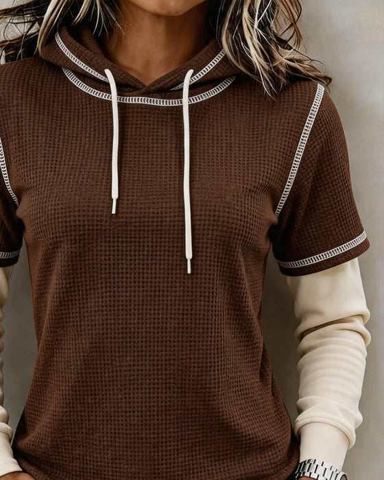 Hoodie Wafel Kleurvlak 2 In 1