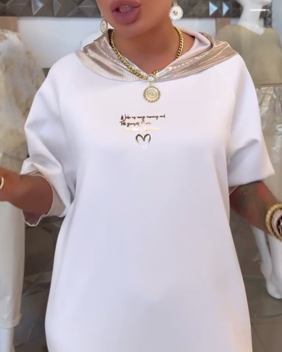 Jurk Capuchon Effen Kleur Losse Split