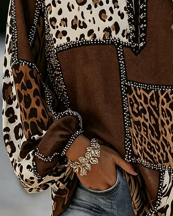 Blouse Luipaard Kleurblok