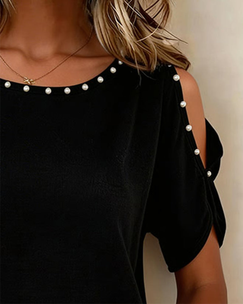 Blouse Off-Shoulder Korte Mouw Ronde Hals
