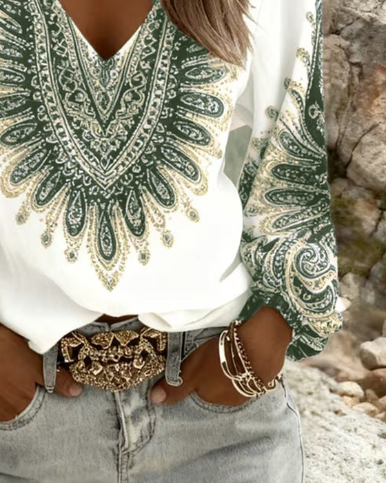 Top Met V-Hals En Retroprint