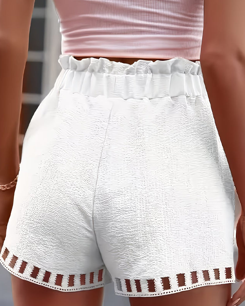 Shorts Opengewerkt Kant Elastische Taille