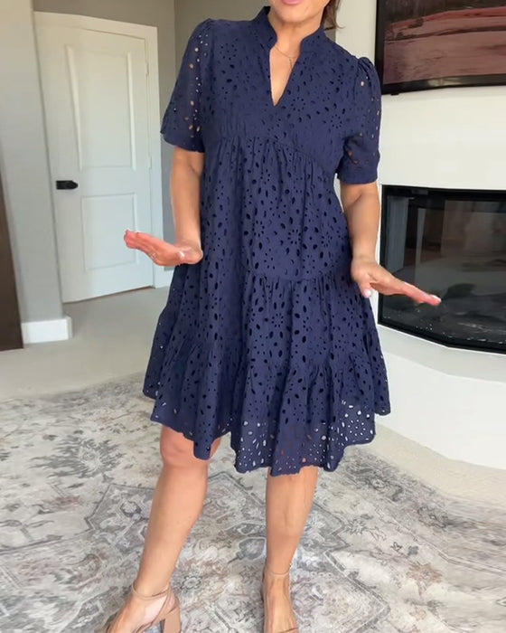 Jurk Staande Kraag Uitsnijding A-Lijn