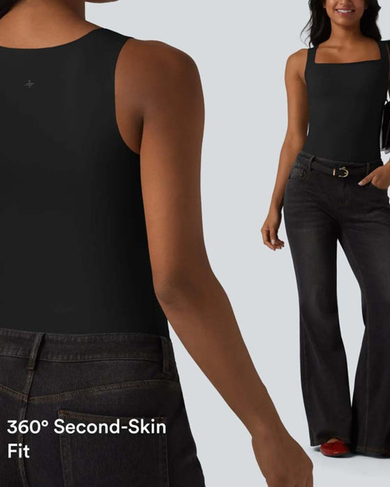 Tank Top Effen Kleur Vierkante Hals Ingebouwde Bh