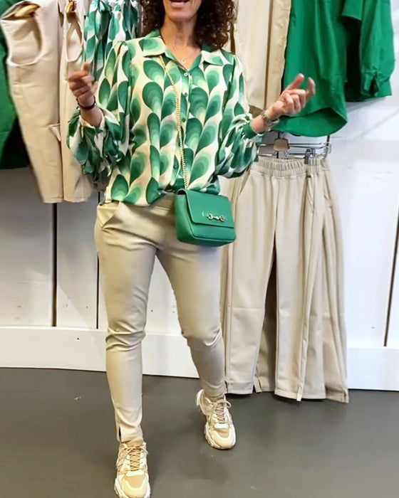 Blouse met revers en prints