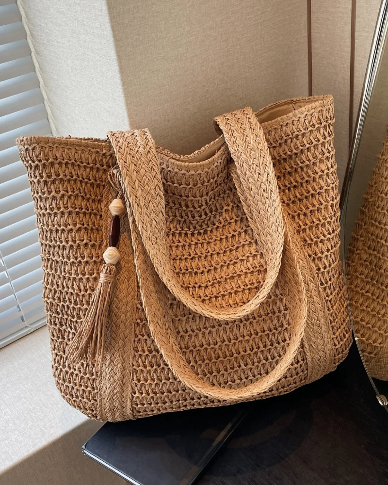 Strandtas Grote Capaciteit Effen Kleur Stro