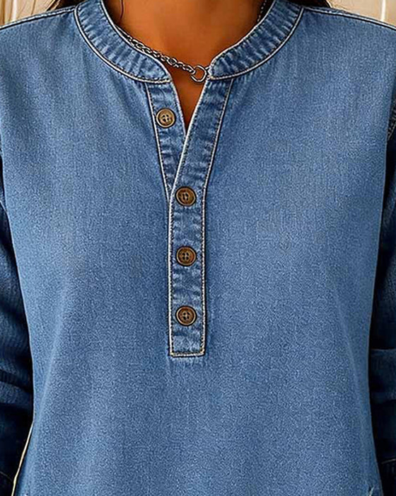 Button-Down Casual Denim Top
